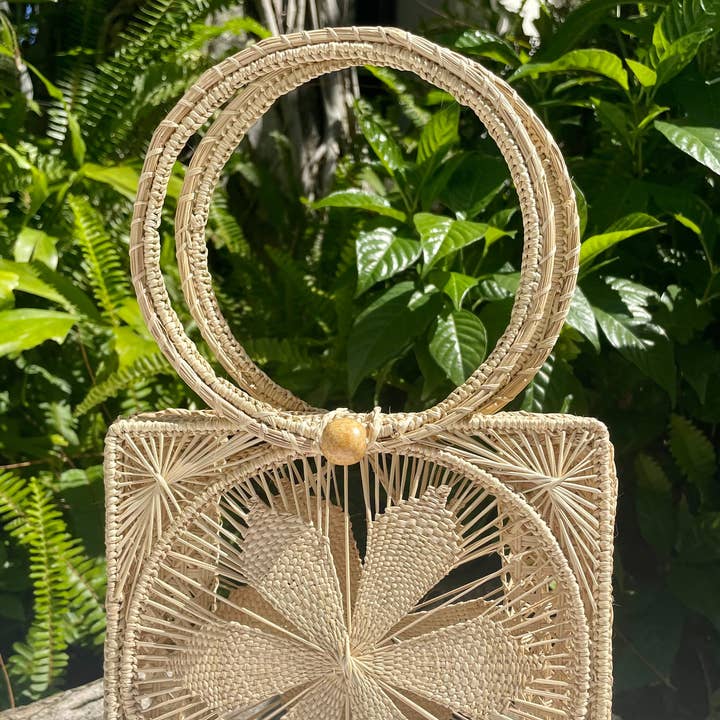 Pastel Poppy - Wholesale Top Handle Bag - Women's - Iraca Palm Wrist Handbag (Natural)0