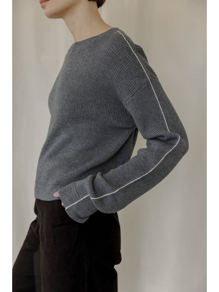 MOD REF - Wholesale Knit Sweater - Women's - The Anna Sweater | Knit Sweater with Contrast Side Seam