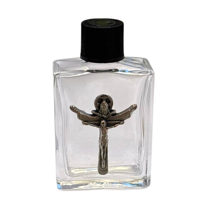 Heligt vattenflaska - Heliga Treenigheten med tennberlock 6,35 cm för wholesale av Oremus Mercy