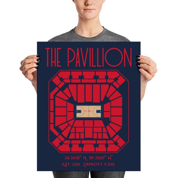 Ole Miss Mississippi Basketball The Pavillion Stadium Poster Print for wholesale by Stadium Prints by BTB