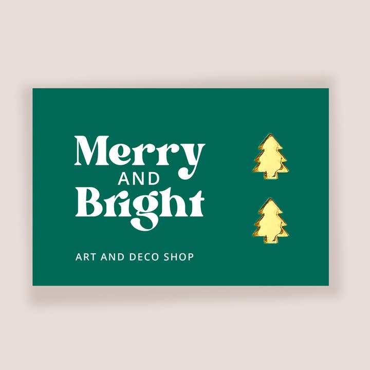 Merry and Bright Christmas Tree Stud Earrings for wholesale by Art and Deco Shop