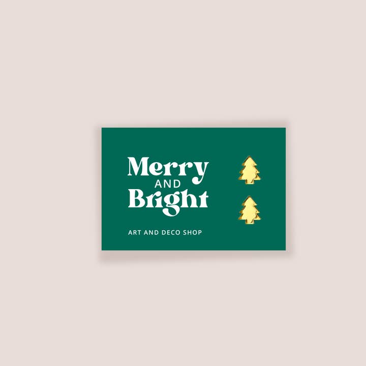 Art and Deco Shop - Wholesale Stud/Post Earrings - Merry and Bright Christmas Tree Stud Earrings