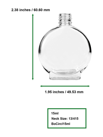 Best Bottles - Wholesale Perfume/Eau de Toilette - Clear Circle Glass Bottle - 15ml (Multiple Spray Colors)16