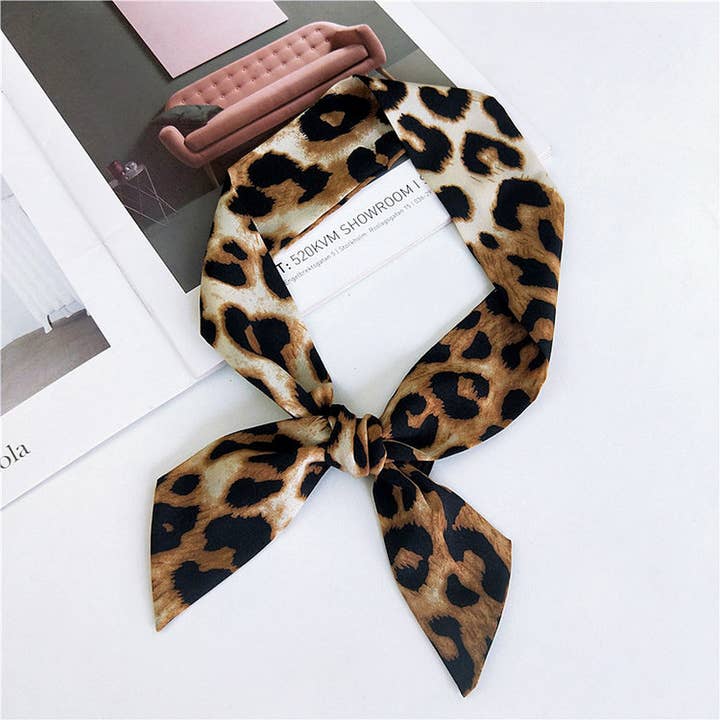 NINEXIS - Wholesale Scarf - Women's - CWASC2385_MULTI COLORED HANDLE RIBBON LEOPARD PRINT SCARF6