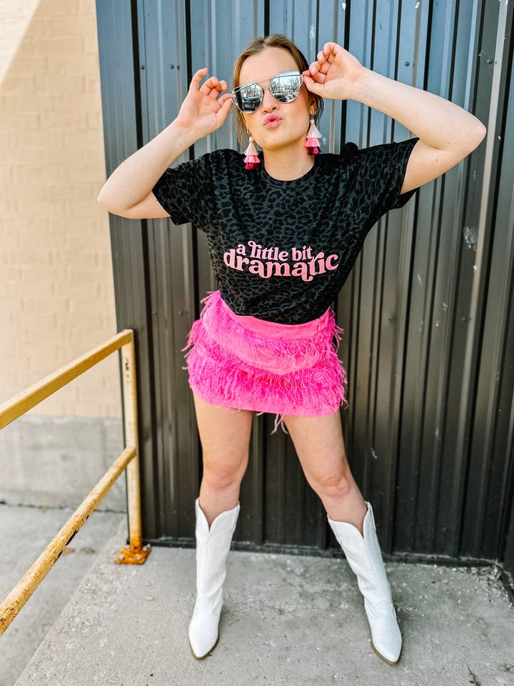 Women's |A little Bit Dramatic Black Leopard Tee for wholesale by Bizzy's Wholesale