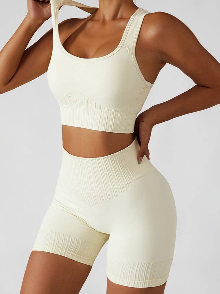 Active by Anna-Kaci – wholesale Activewear set – Women′s – Racerback Sports Bra & Sculpting High Waist Shorts Set11