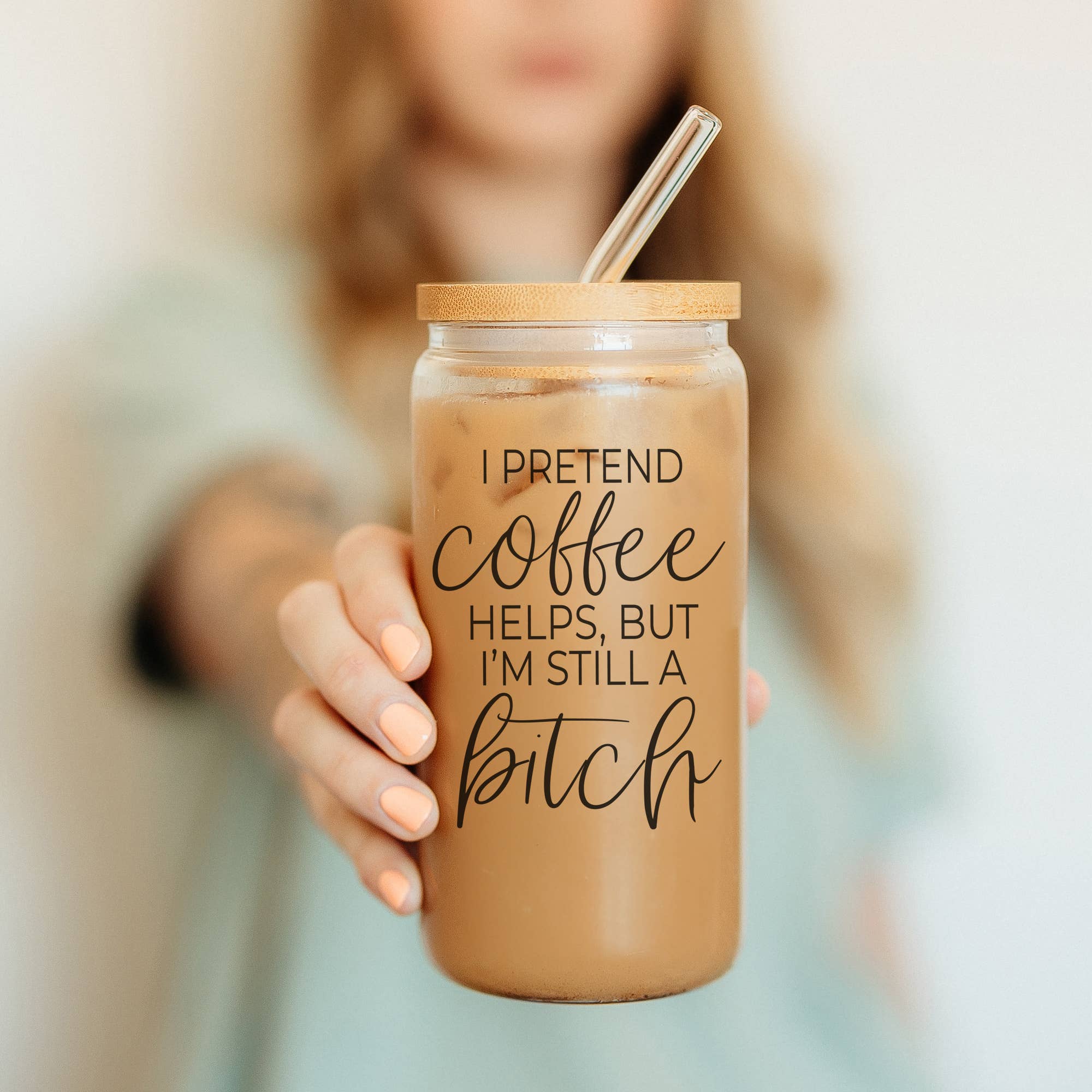 Gia Roma - Wholesale Drinking Glass/Cup - Candy Cane Christmas Can Glass. Cup With Glass Straw & Lid185