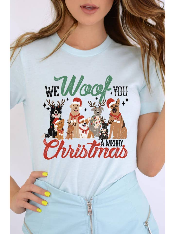 WE WOOF YOU A MERRY MERRY DOG CHRISTMAS UNISSEX SHORT por atacado de COLORBEAR