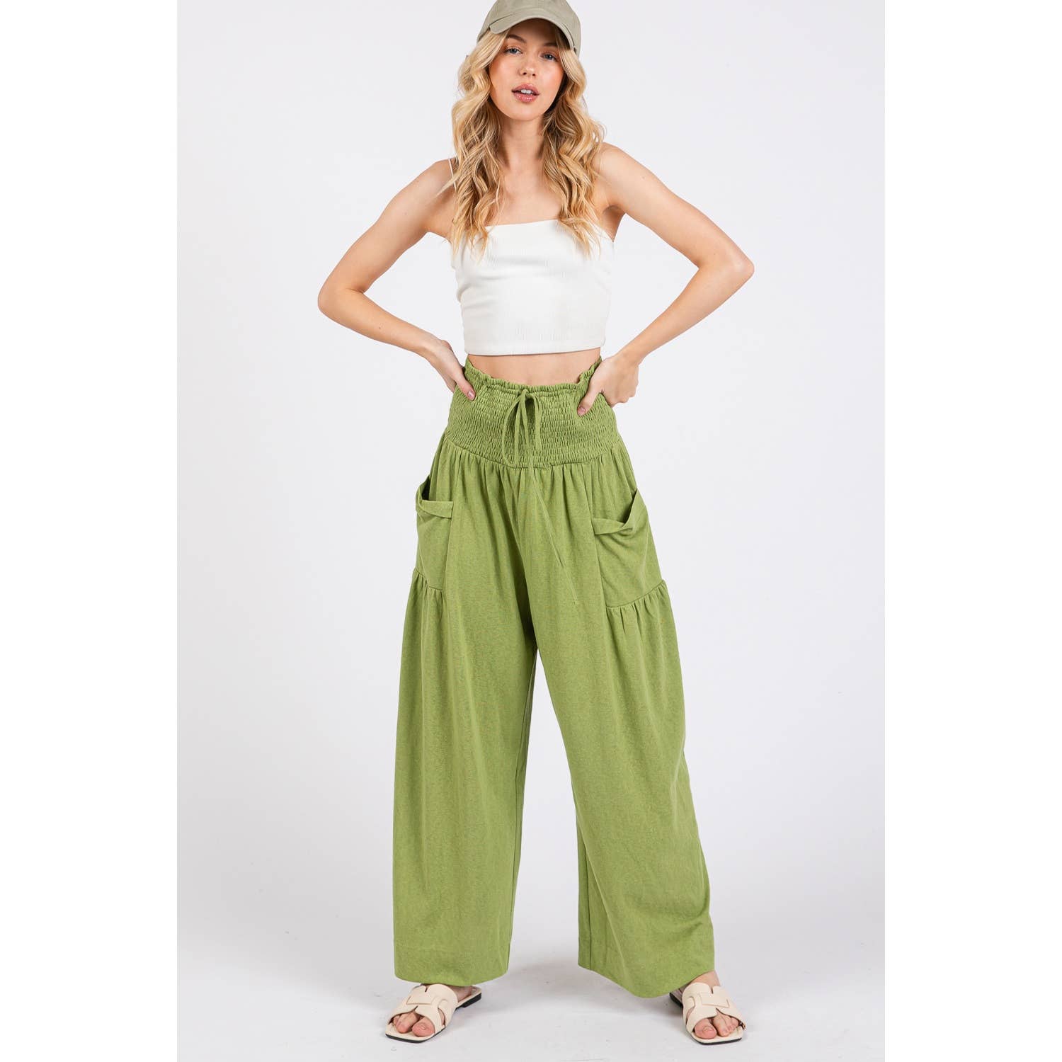 Sage + Fig - Vente Pantalon – femme - PANTALON LARGE DÉCONTRACTÉ À SMOCK (SP7105)5