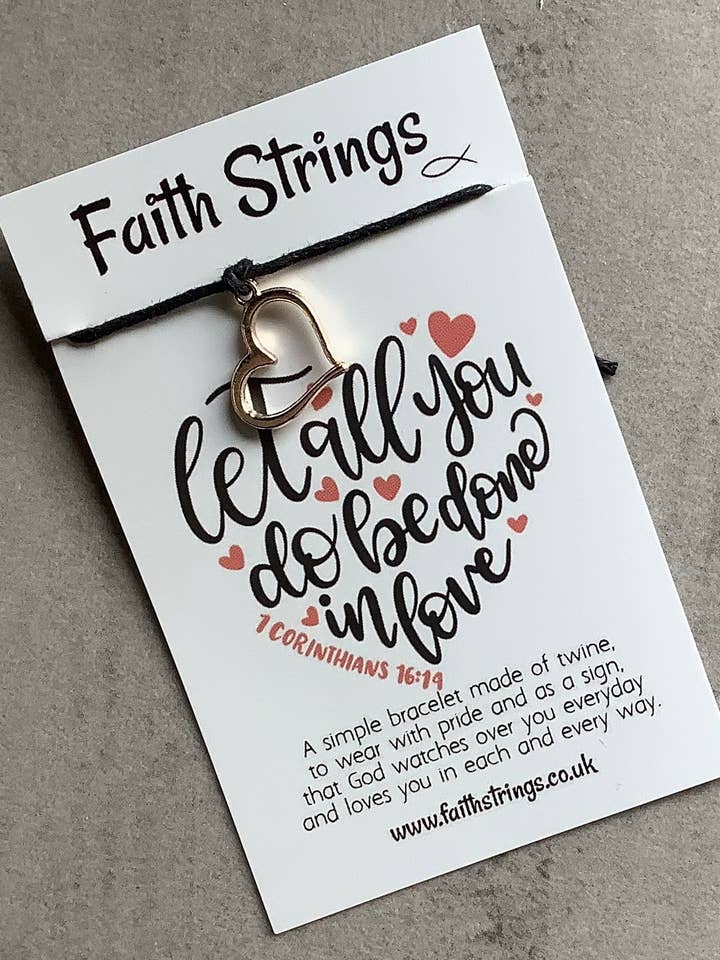 Pulsera de amor con corazón de fe cristiana para San Valentín para venta al por mayor de Faithstrings