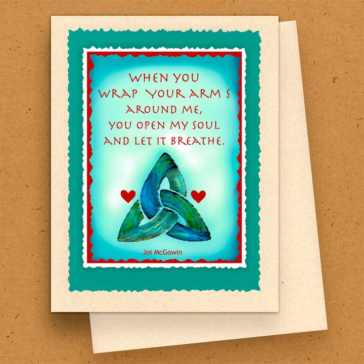 Handmade Valentine Blank Card - Your Arms Around Me… for wholesale by The Kaleidoscope Designs