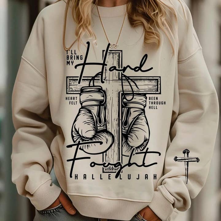 Christian Hard Fought Hallelujah Western Sweatshirts & Tees for wholesale by Whiskey & Lace Outfitters /The Longhorn Hippie Co.
