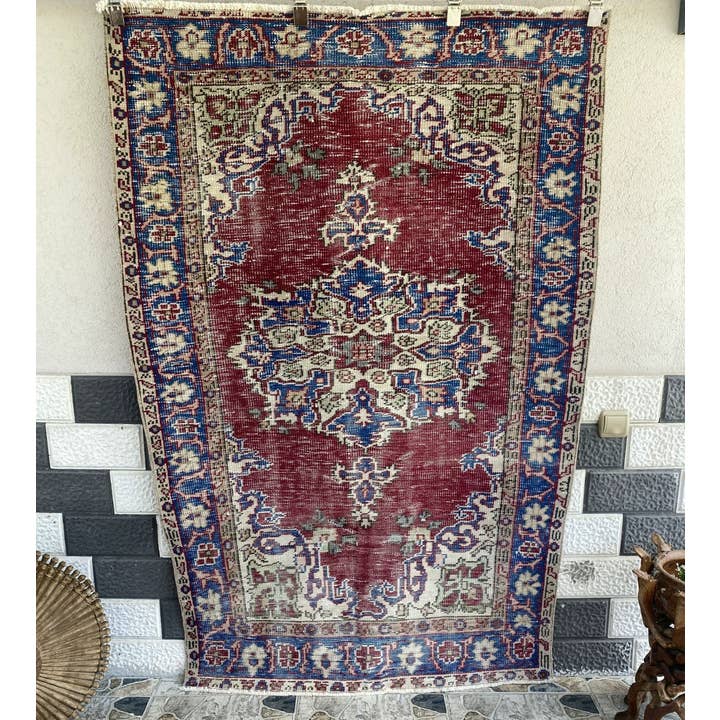 Vintage antik anatolisk 4x6 geometrisk tribal turkisk matta för wholesale av Oushak Rugs