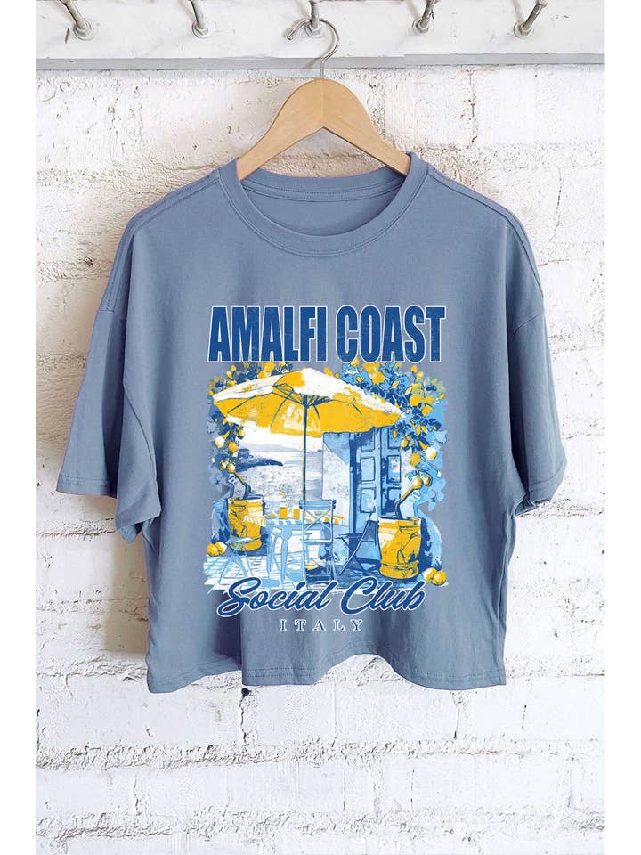 Rustee Clothing - Wholesale Screen Printed T-Shirt - Women's - AMALFI COAST ITALY GRAPHIC LONG CROP TOP