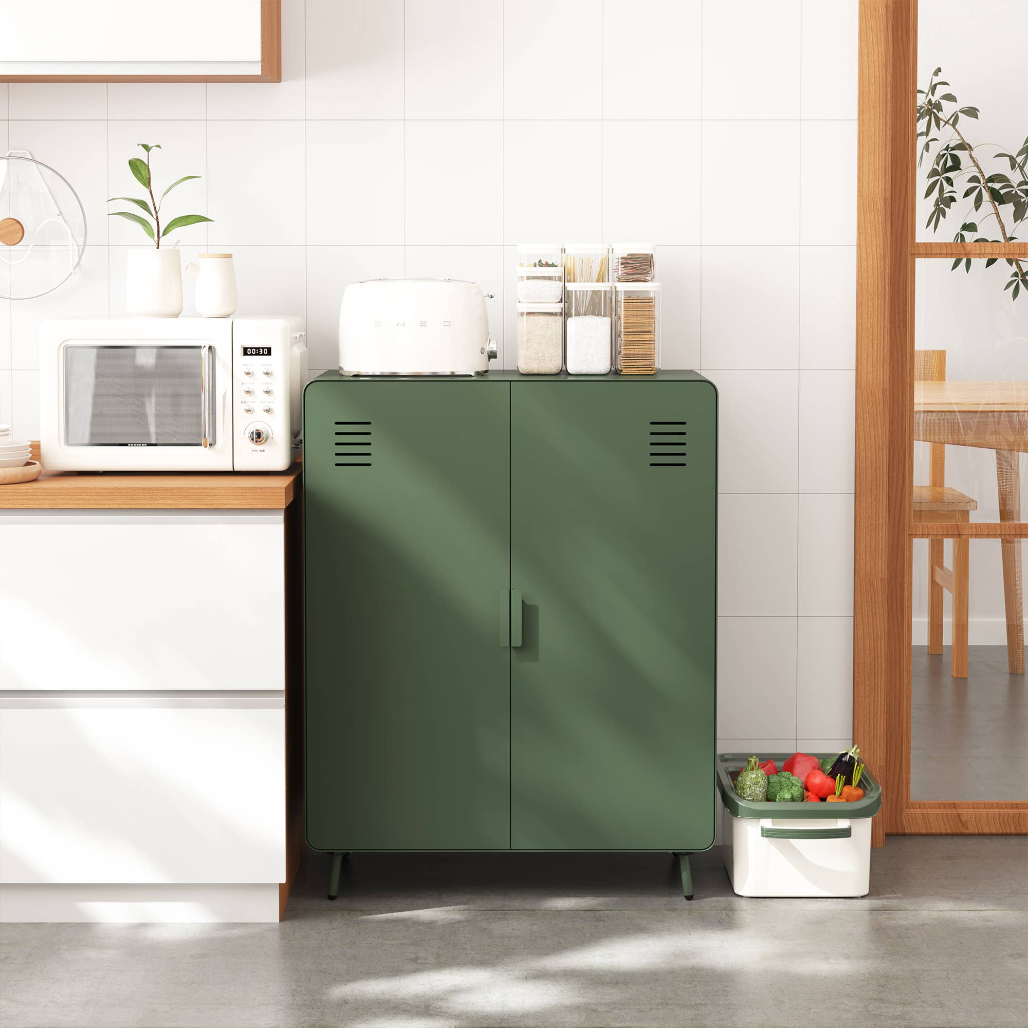 HOMYCASA DESIGN INC - Wholesale Cabinet - Industrial 2-Door Steel Storage Cabinet - 31.5" Wide23