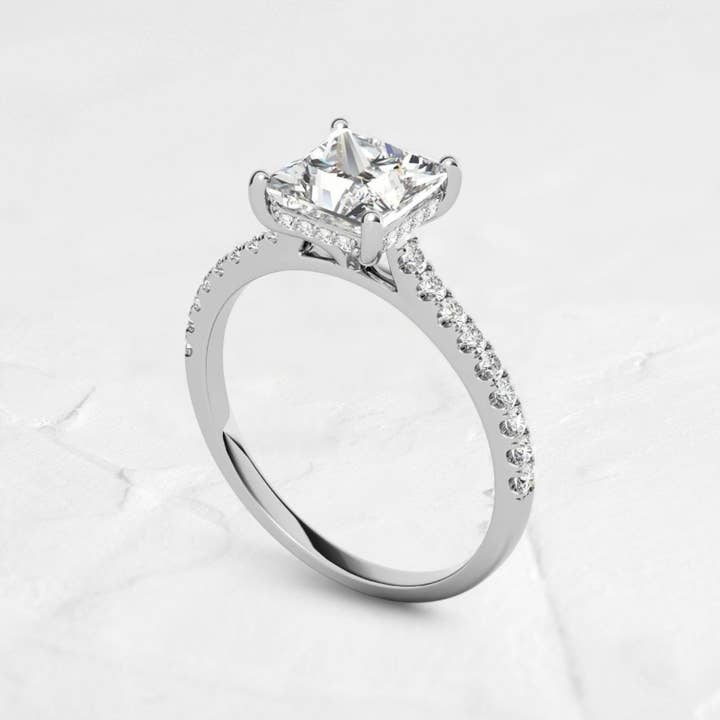 DJOYR - Wholesale Engagement ring - 1.5CT Cathedral Princess Moissanite Ring in 10K Gold5