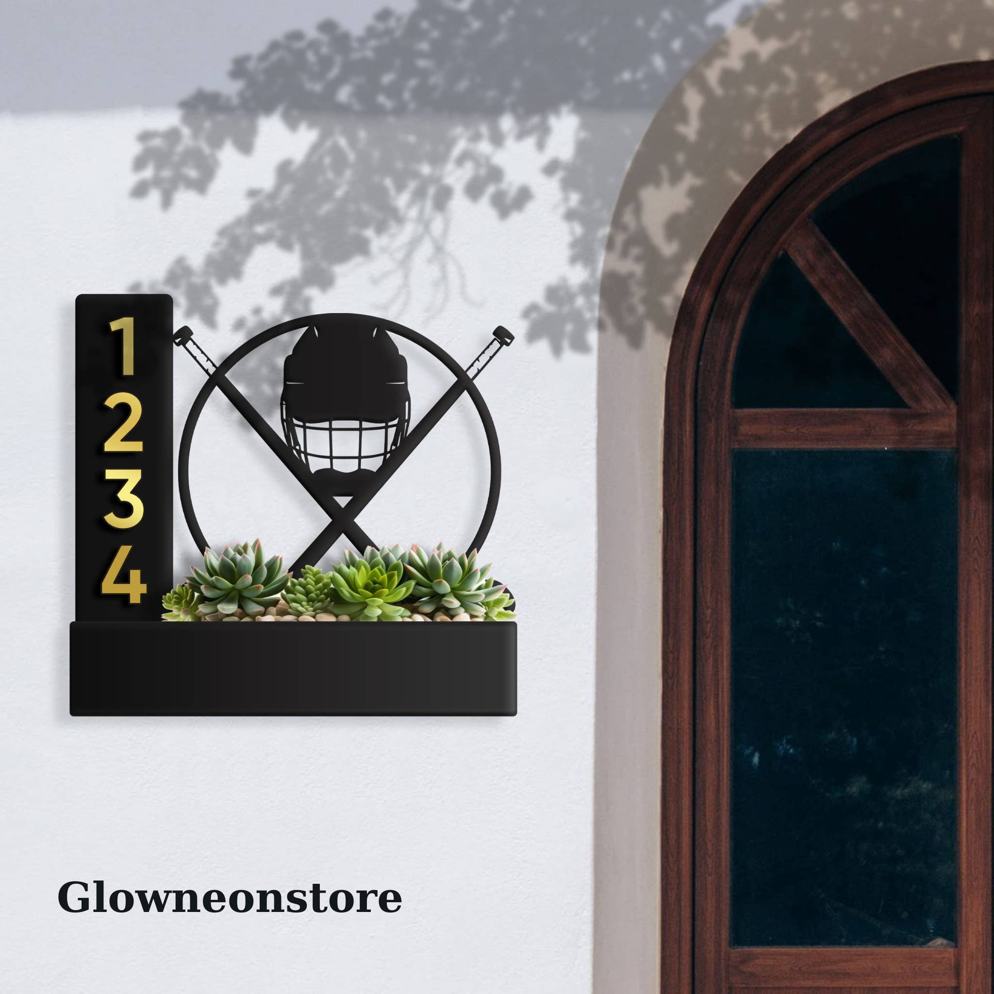 Glow Neon - Wholesale Sign - Custom Ice Hockey Succulent Plant House Number Address Sign