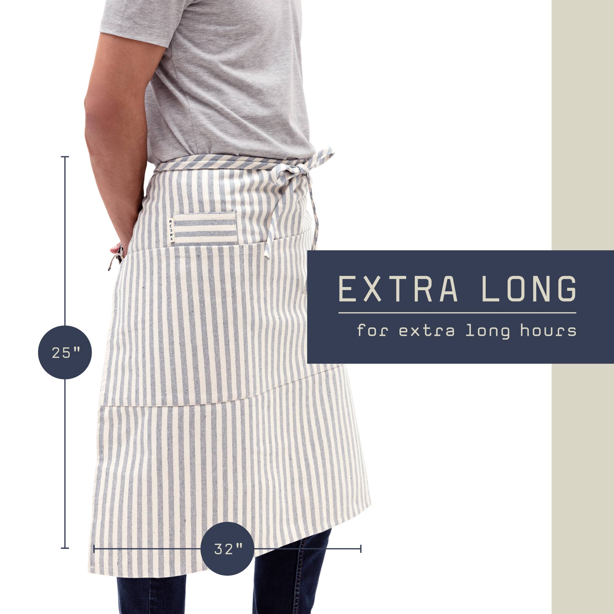 MEEMA - Wholesale Apron - Striped Cotton Bistro Apron – Server, Barista & FOH Use9