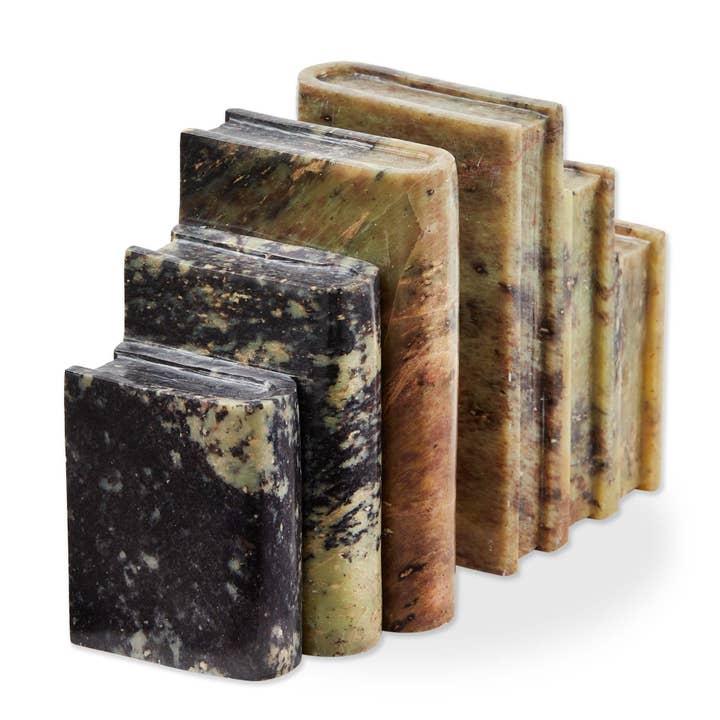 tag - Wholesale Decorative Tabletop Object - tag Stacked Books Soap Stone Sculpture