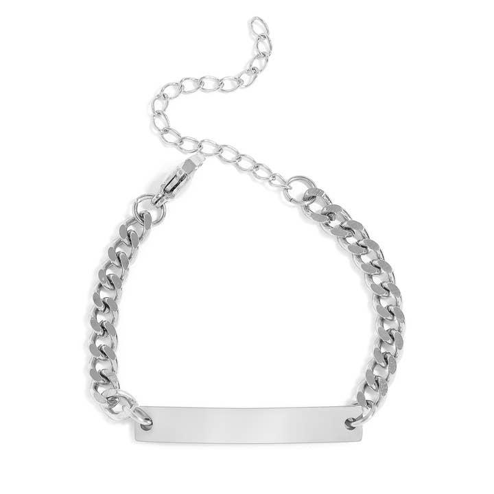 WJW - Wholesale Link & Chain Bracelet - 18K PVD Coated Stainless Steel Mini Curved Bar Bracelet