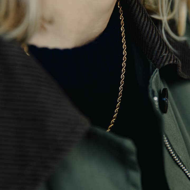 Nordic Muse - Wholesale Link & Chain Necklace - Gold Rope Twist Chain Necklace, Waterproof