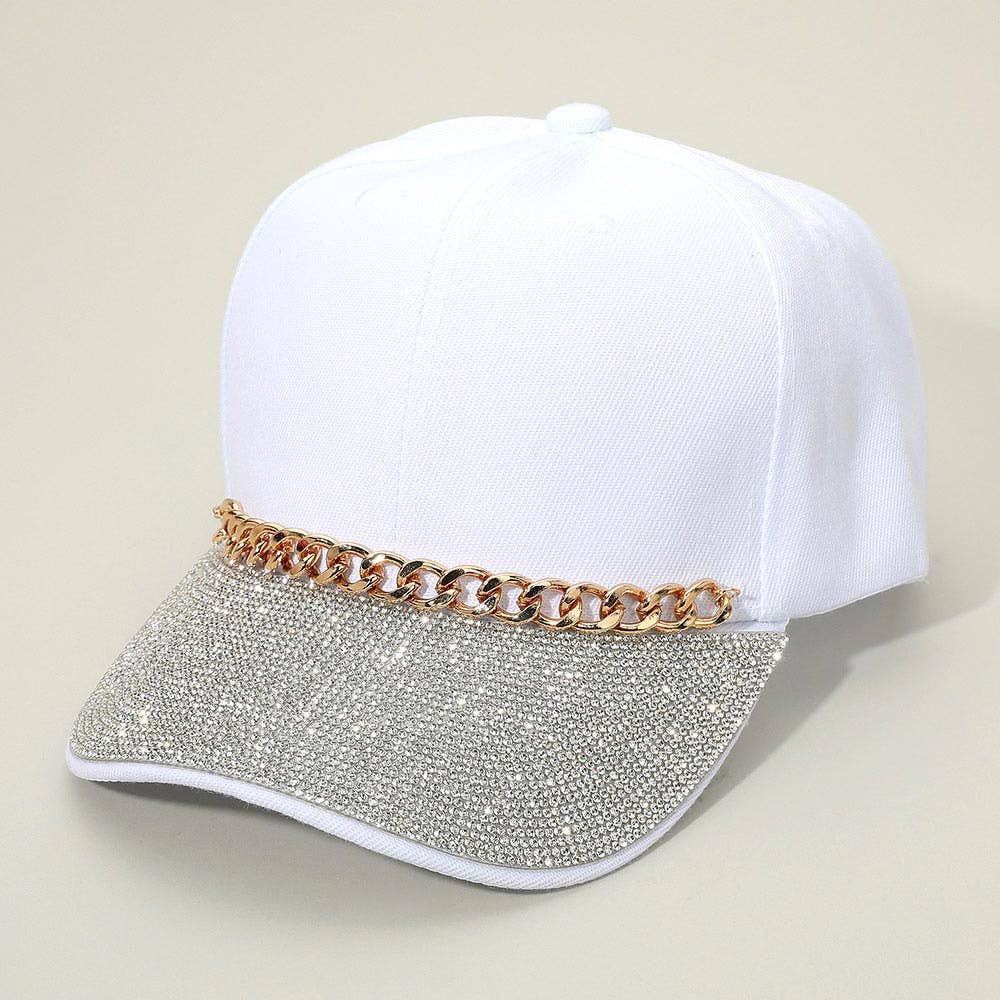 Sensibling Corp. - Wholesale Baseball Cap - Women's - Chain Detail Bling Studded Brim Baseball Cap6