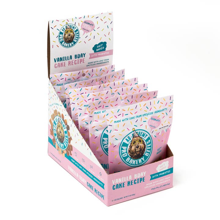 Ag-Alchemy Animal Nutrition - Wholesale Pet Treats - Dog - Vanilla BDay Cake 2oz Carton
