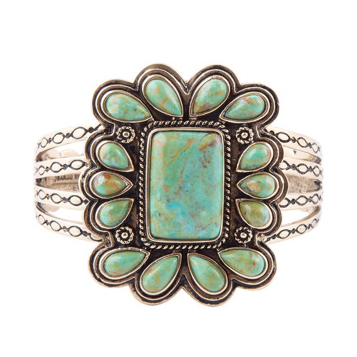 Barse Jewelry - Wholesale Cuff Bracelet - Bronze and Stone Turquoise Statement Cuff Bracelet