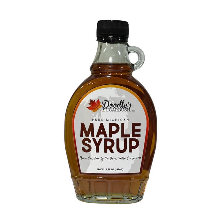 100% Pure Maple Syrup - 8oz Glass Bottle for wholesale by Doodle's Sugarbush, LLC - Pure Michigan Maple Syrup