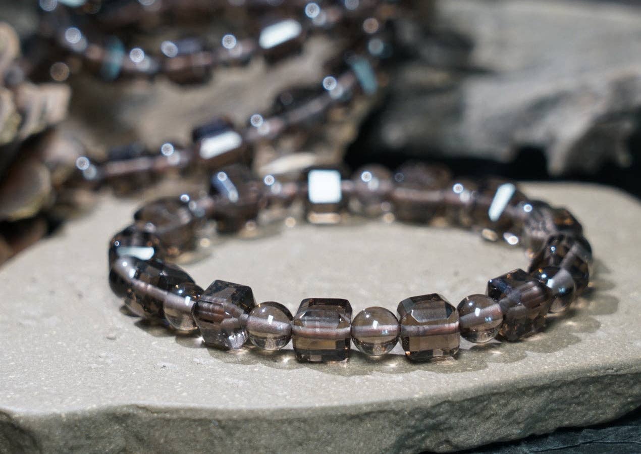 Moon Rituals - Wholesale Beaded Bracelet - Ice Obsidian Cube Bracelet – Natural Black Crystal Jewelry for Protection, Grounding & Christmas Crystal Gift12