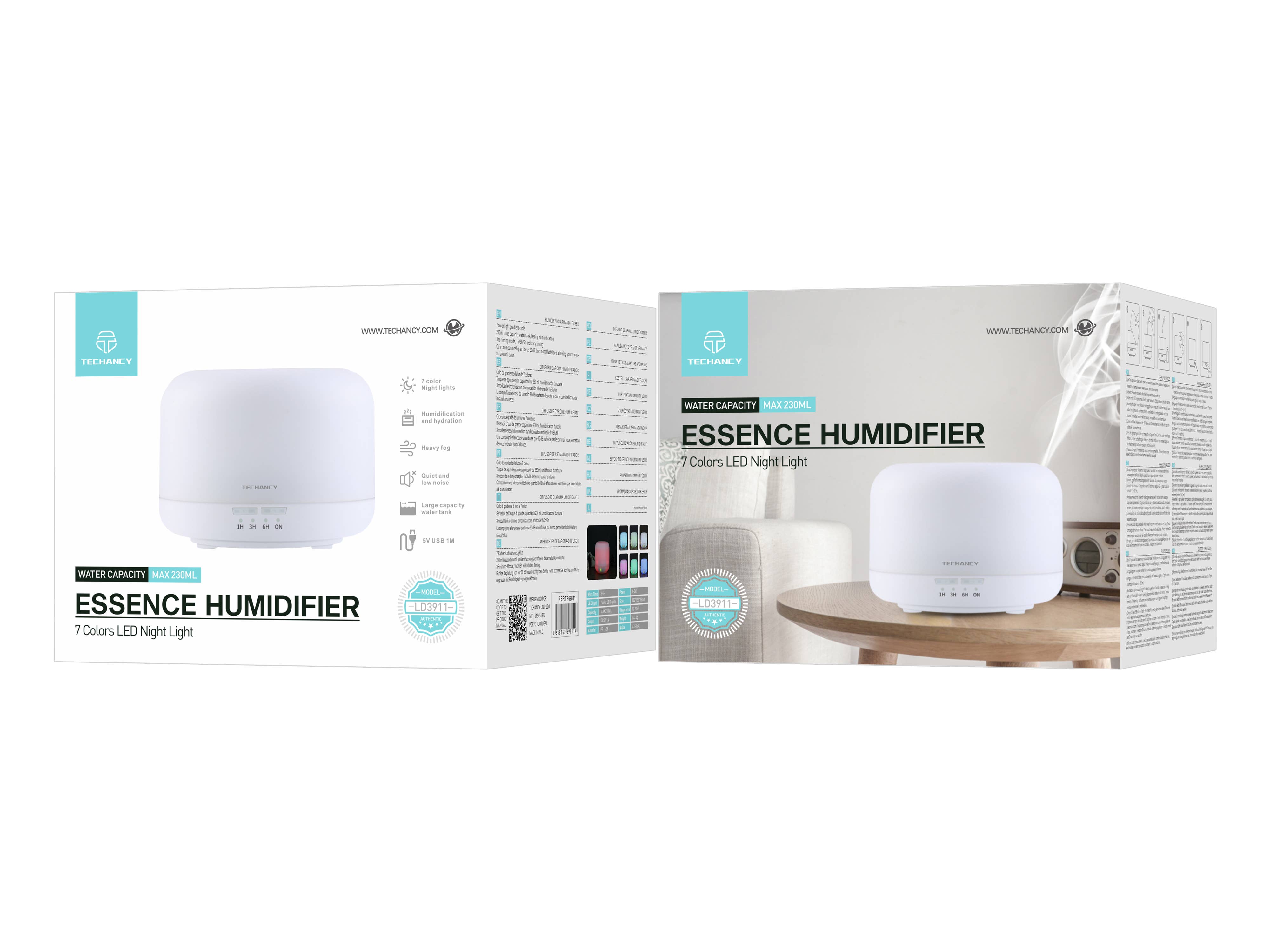 TECHANCY – Engroshandel Elektronisk diffuser – TECHANCY ultralyds olie diffuser og luftfugter 240 ml2