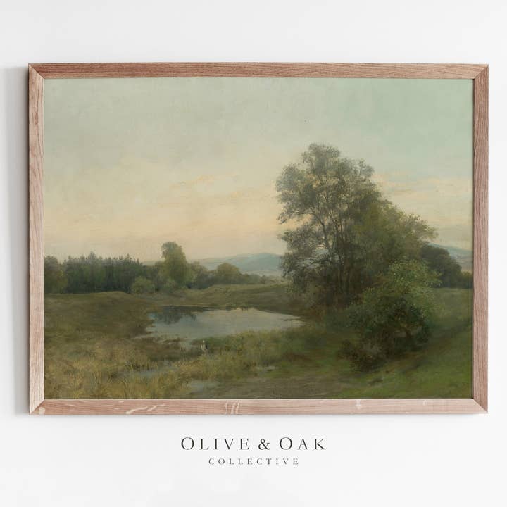 534. HERON/Peinture de paysage vintage/Impression murale pour la vente par Olive & Oak Collective