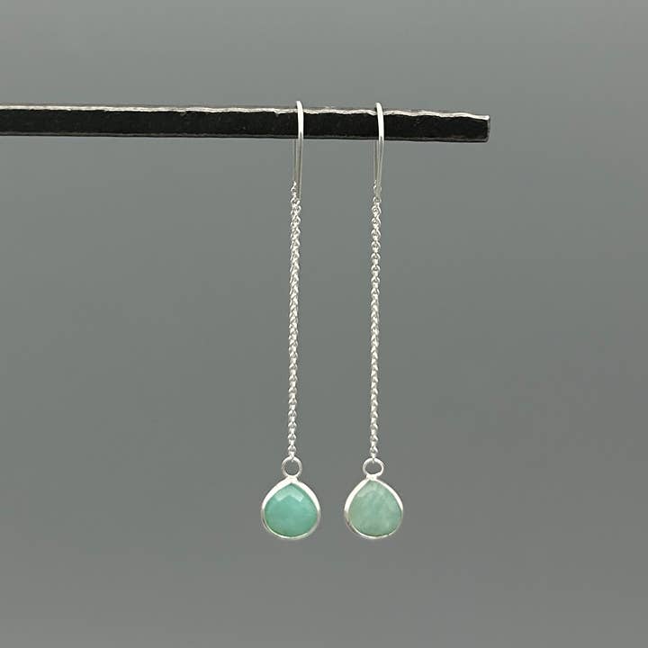 Something Silver - Wholesale Dangle Earrings - Silver Teardrop Stone Threaders