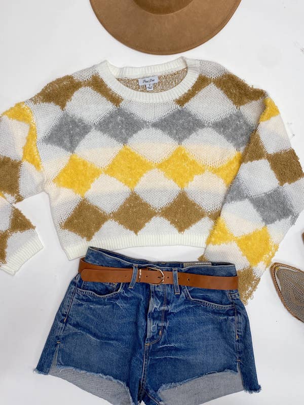 Petal Dew – wholesale Knitted jumper – Women′s – FUZY SWEATER DIAMOND PETTERNED - P0009314