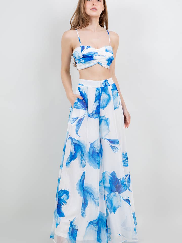 SM5847 SLVLESS CROP TOP & WIDE LEG PANTS SET for wholesale by Miss Avenue