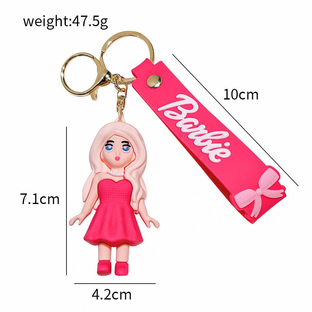 Pink Barbie Girl Silica Gel Keychain K1318 for wholesale on Faire1
