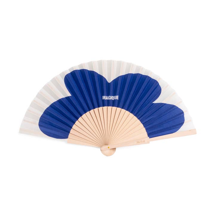 Helio Ferretti Co - Wholesale Handheld Folding Fan - FAN MACRO FLOWER BLUE HF0