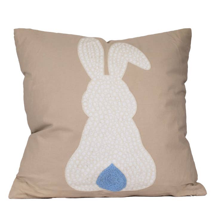 Cojín Conejito Amapola Avena/Blanco/Azul 18x18 para venta al por mayor de The Royal Standard