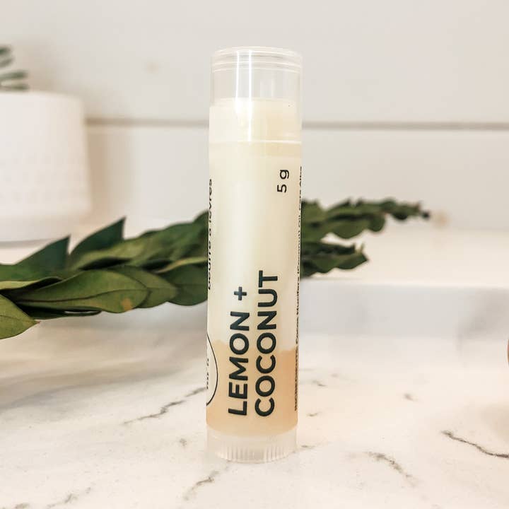 LEMON + COCONUT LIP BUTTER for wholesale by Bare Birch Soap Company