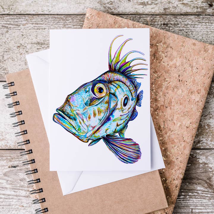 Carte de vœux John Dory Fish Artwork 5x7 pour la vente par The Ship's Hold