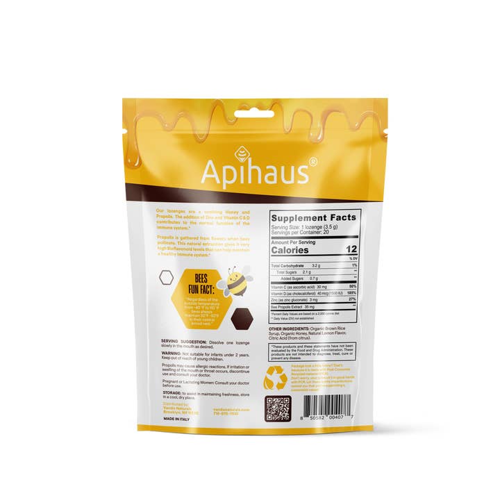 Vando Naturals - Wholesale Lozenges/Cough Drops - Apihaus Honey and Propolis Lozenges Lemon Flavor 20 pcs1