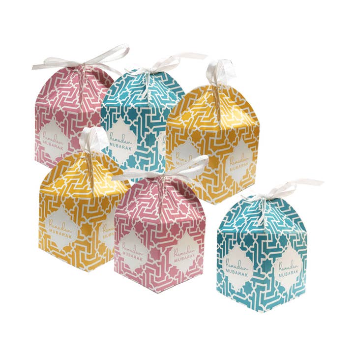 Islamic Moments - Wholesale Party Favor Bag/Box - Ramadan Mubarak Gift / Favour Boxes - Pack of 6 - Pastel0