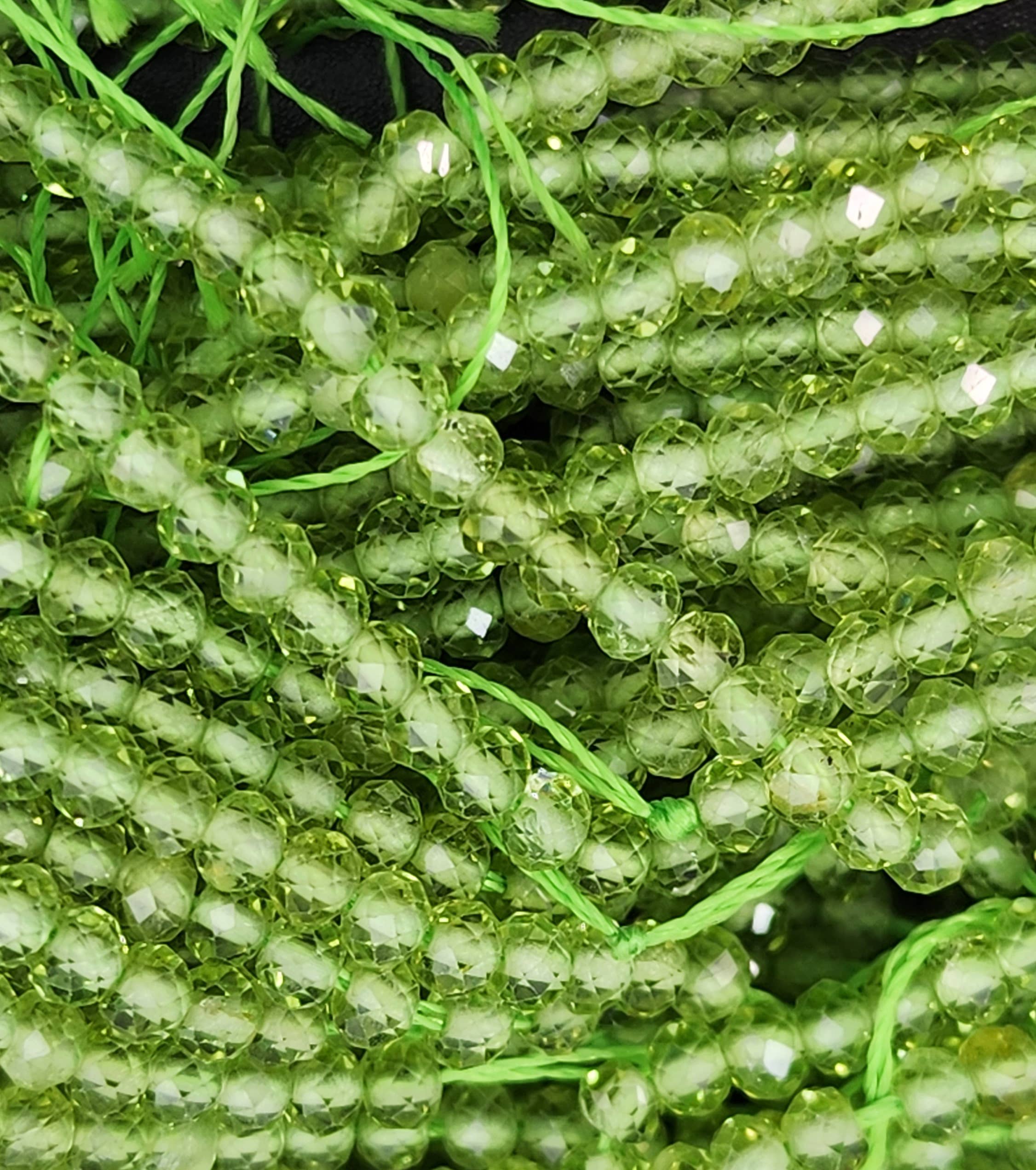 Beads Creation - Wholesale Beads - Green Peridot 3x2mm Faceted Round BeadsGemstone PRP661#041