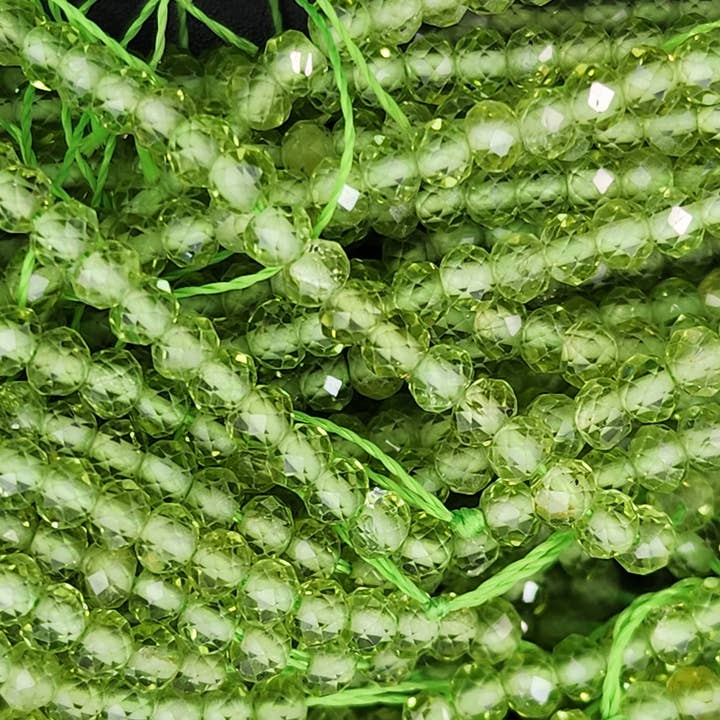 Beads Creation - Wholesale Beads - Green Peridot 3x2mm Faceted Round BeadsGemstone PRP661#041