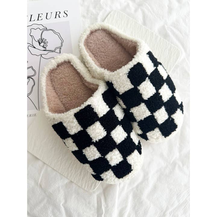 LoveLina - Wholesale Slippers - Women's - Checkered Pattern Cozy Slippers - OBI