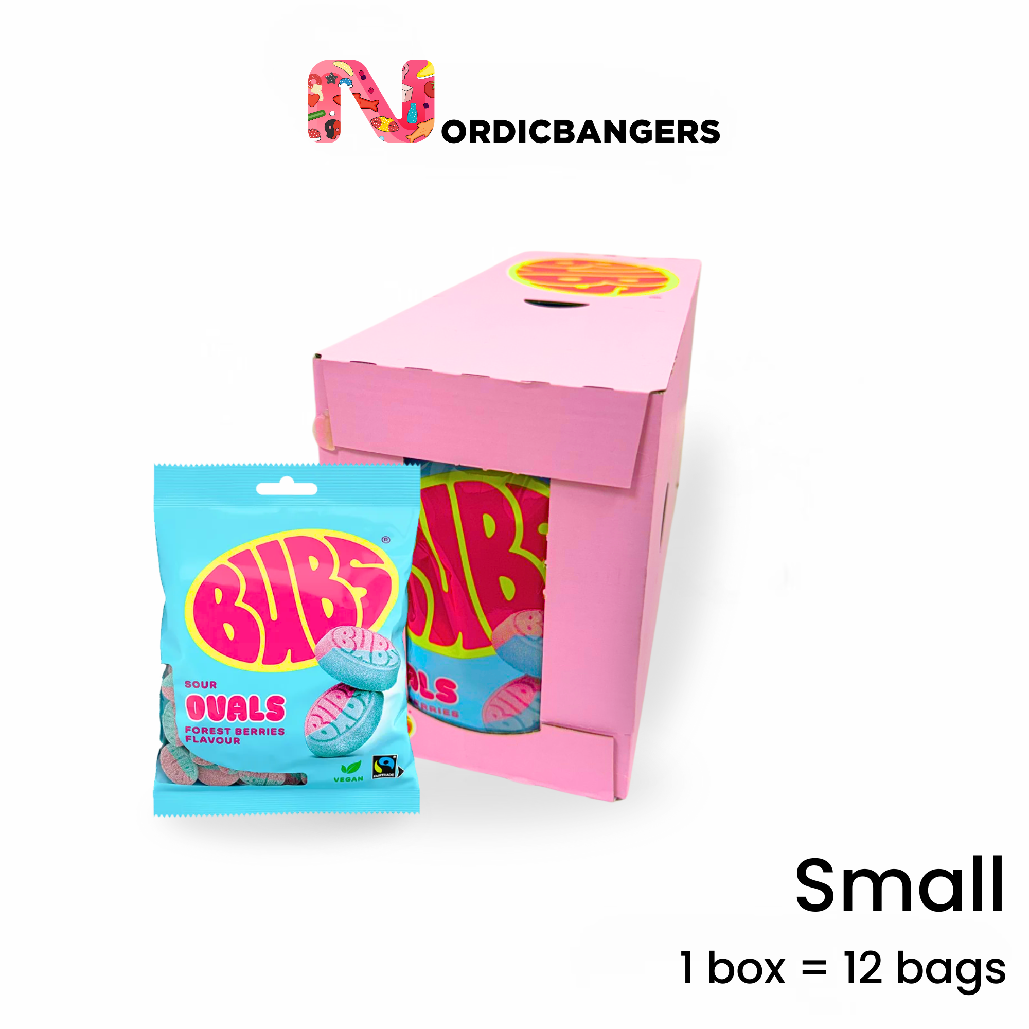 Nordicbangers - Swedish Candy Supply - Vente Bonbons gélifiés - Bubs Framboise & Myrtille Bonbon – 90g Bonbons Végans Suédois0