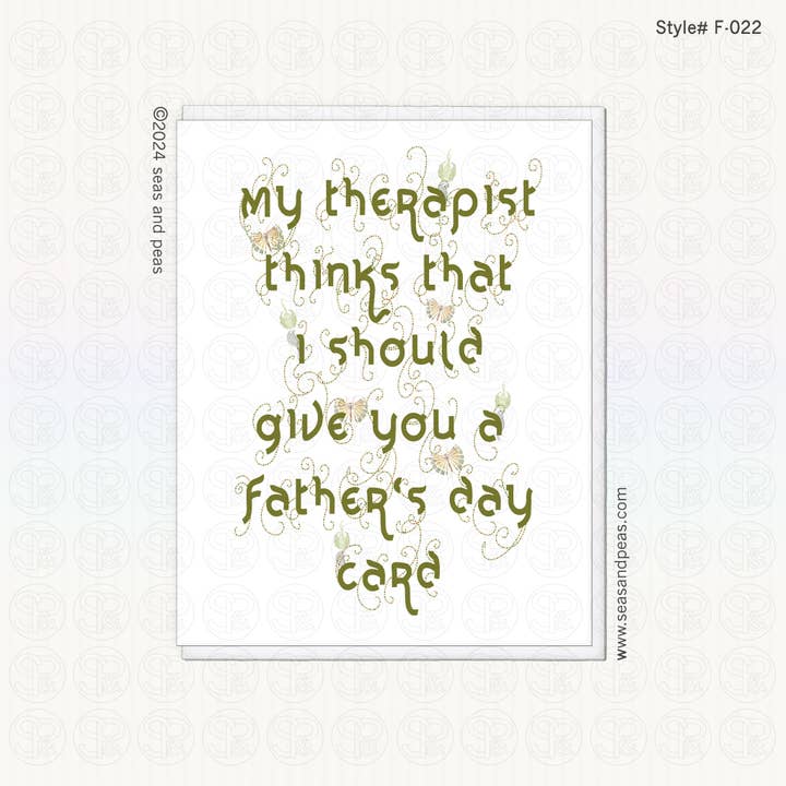 Biglietto per la festa del papà My Therapist Thinks per la vendita all'ingrosso da parte di Seas and Peas, LLC