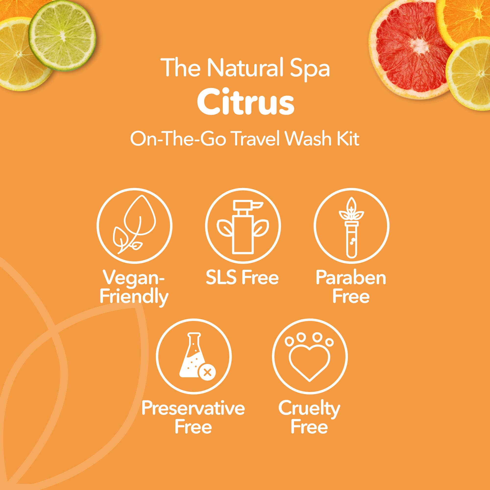 The Natural Spa Cosmetics – wholesale Bath & body set – Citrus Mini "On-The-Go" Travel Wash kit - gift set1
