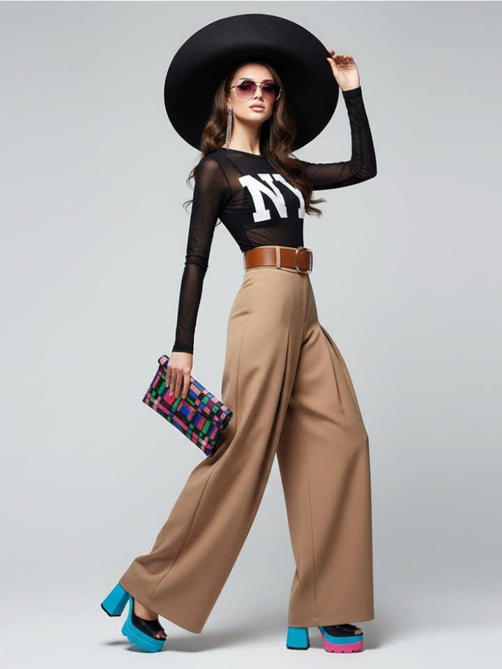 Women's Extra Wide Trousers UPPER EAST SIDE NYFW New Colecction BYMANYC ® New York for wholesale by BYMANYC NEW YORK