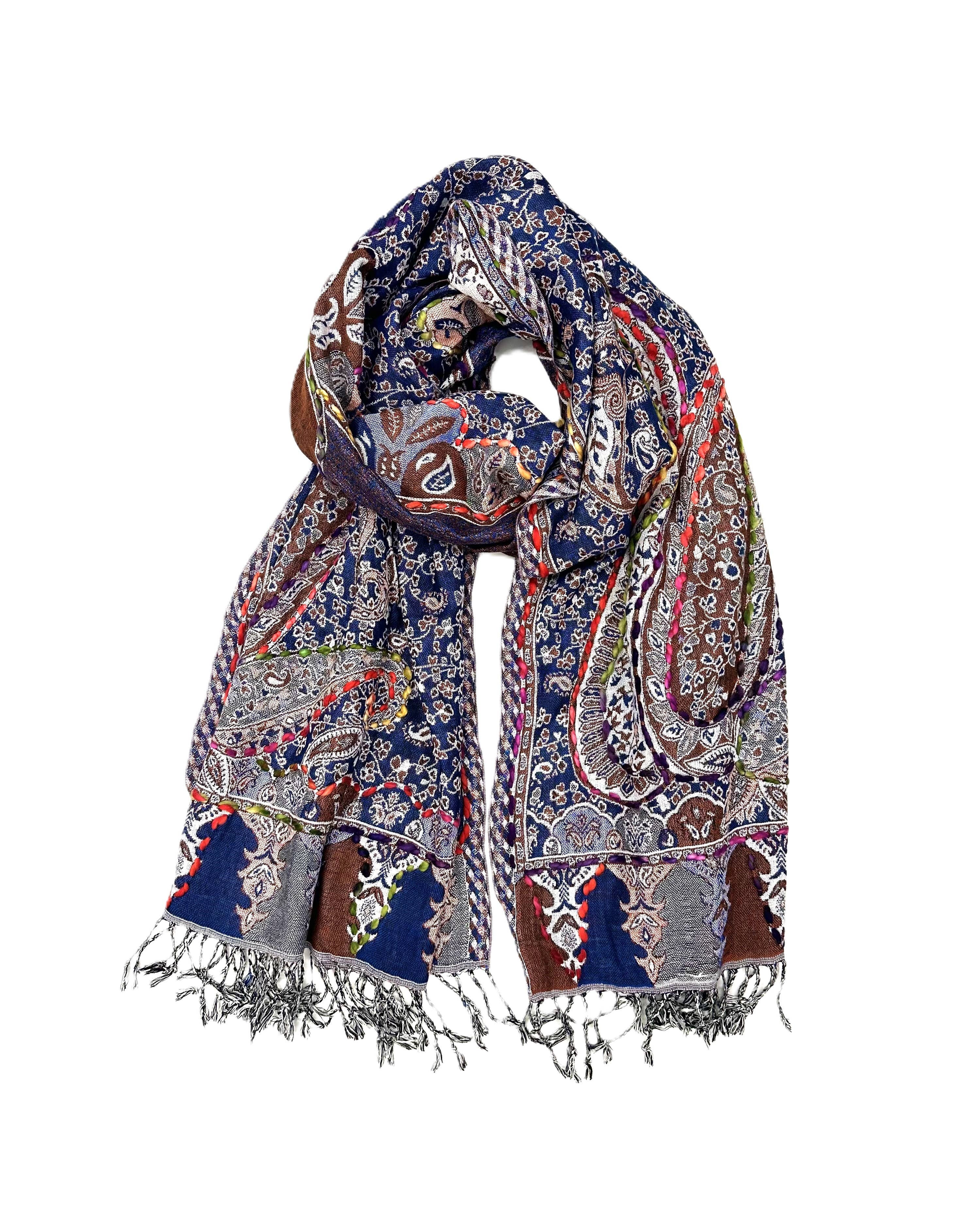Raj Trading & Imports (USA) Inc. - Wholesale Scarf - Women's - Amanda Thick Stitch Embroidered Scarf Shawl18